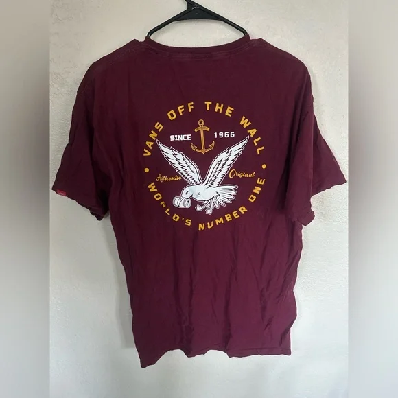 Vans Burgundy Tee with White and Yellow Seagull Graphic - Picture 5 of 5
